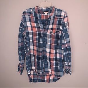 Oversized mock collared flannel